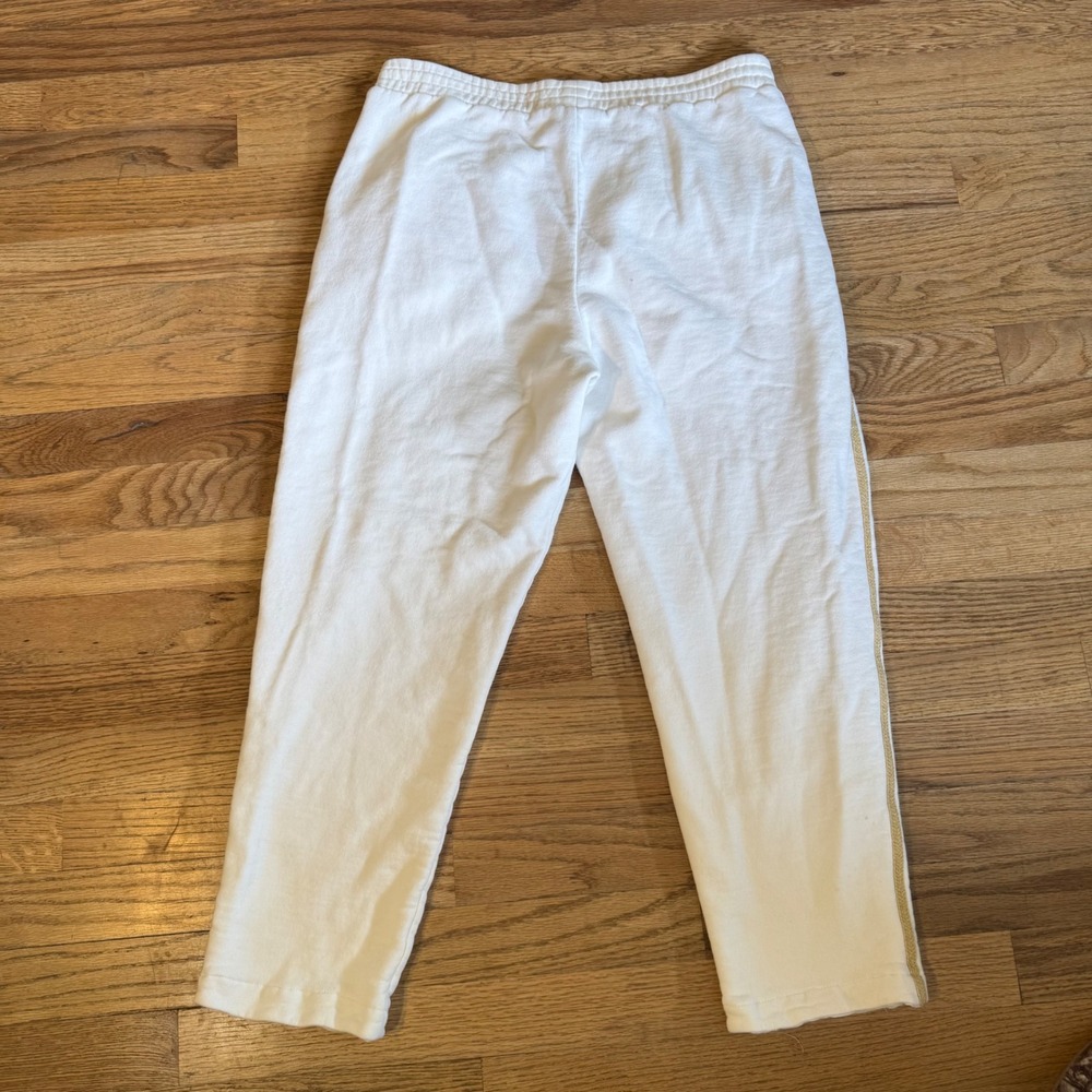 St John Sportswear Marie Gray White Gold Stripe Sweatpants Italy Petite P - Picture 5 of 7